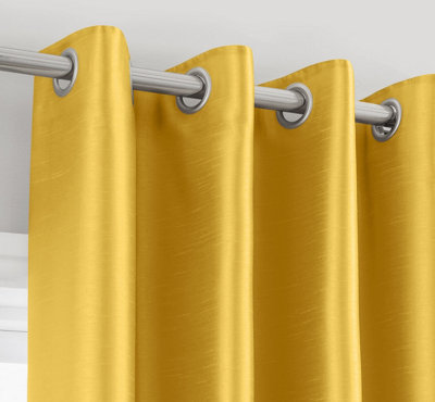 Intimates Modern Ring Top CurtainsReady-Made High-Quality Faux SilkMachine WashableEnergy-Saving Living Room CurtainsOchre from B&Q