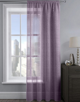 Velosso Alessandria Sparkle Slot Top Voile PanelMauve from B&Q
