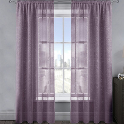 Velosso Alessandria Sparkle Slot Top Voile PanelMauve from B&Q