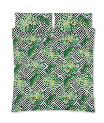 Velosso Nature-Inspired Green Duvet Cover Set With PillowcasesBreathable Cotton Blend Tropical Print BeddingGreen from B&Q