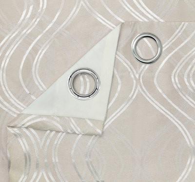 Intimates Elegant Ring Top CurtainsWoven Jacquard LinedSoft Touch For Living Room Or BedroomMachine Washable,Beige from B&Q