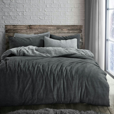Velosso Teddy Fleece Duvet Cover & Pillowcase Set In Plush & Cosy Bedroom DecorDurable Bed LinenMachine WashableFrench Blue from B&Q