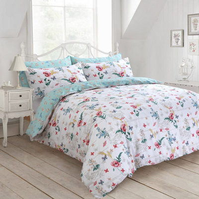 Velosso Vintage Floral Duvet Cover Set With PillowcasesColourful BeddingReversible Botanical PrintMachine WashableMulticolour from B&Q