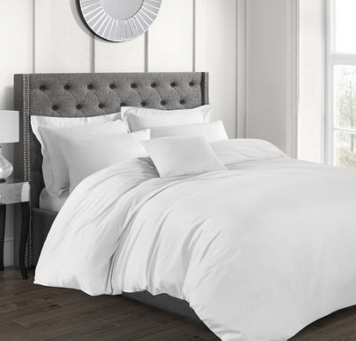 Sweet Dreams Percale 200 Thread Count Cotton Duvet Cover Set With Pillowcases White from B&Q