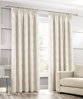 Intimates Elegant Jacquard Waffle CurtainsHeader Tape TopModern Drapery For Living Room Or BedroomMachine WashableCream from B&Q