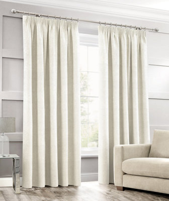 Intimates Jacquard Floral Weave Header Tape Top CurtainsEasy-CareLuxury Window Dressing For Living Room Or BedroomCream from B&Q