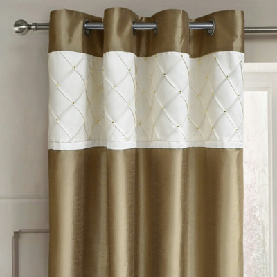 Intimates Natasha Pleated Ready Made Eyelet CurtainsLatte from B&Q