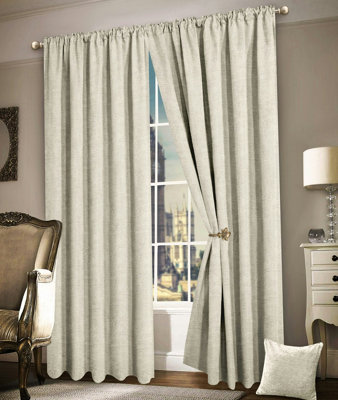 Intimates Luxury Plain Chenille Eyelet CurtainsCream from B&Q
