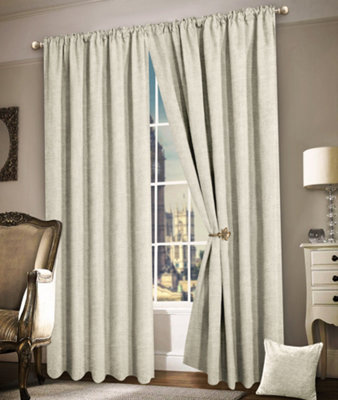 Intimates Thermal Blackout CurtainsRing TopEnergy Efficient & Soundproof Drape For Living RoomModern Chic & Elegant CurtainsCream from B&Q