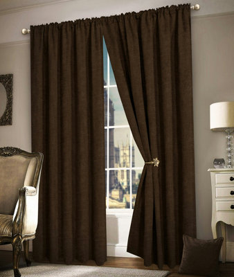 Intimates Luxury Plain Chenille Eyelet CurtainsChocolate from B&Q