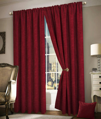 Intimates Luxury Plain Chenille Eyelet CurtainsWine from B&Q