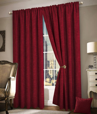 Intimates Thermal Blackout Curtains In Heavy ChenilleRing TopEnergy Efficient & Soundproof Drapes For Living RoomWine from B&Q