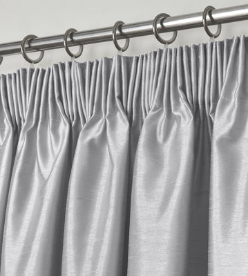 Intimates Modern Ring Top CurtainsReady-Made High-Quality Faux SilkMachine WashableEnergy-Saving Living Room CurtainsSilver from B&Q