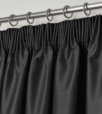 Intimates Modern Ring Top CurtainsReady-Made High-Quality Faux SilkMachine WashableEnergy-Saving Living Room CurtainsBlack from B&Q