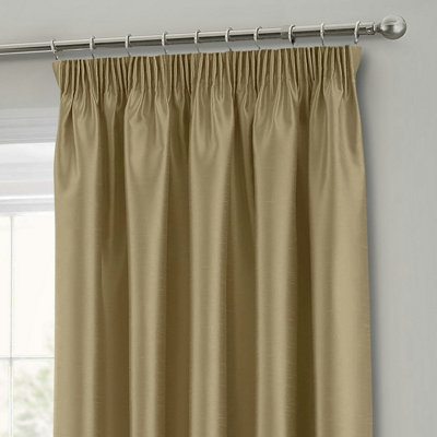 Intimates Faux Silk Pencil Pleat CurtainsLatte from B&Q