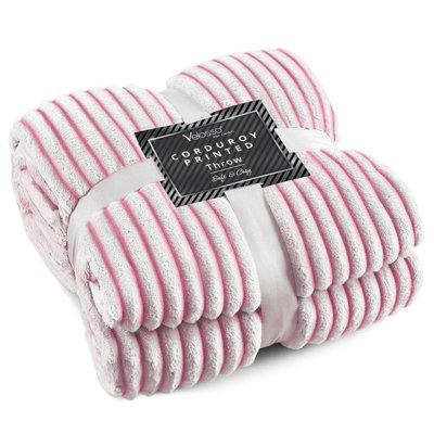 Velosso Supersnug Cloud Soft Throw BlanketThermal SoftRibbed Design For SofaBedLoungeWeave BlanketSize 127Cm X 152CmPink from B&Q