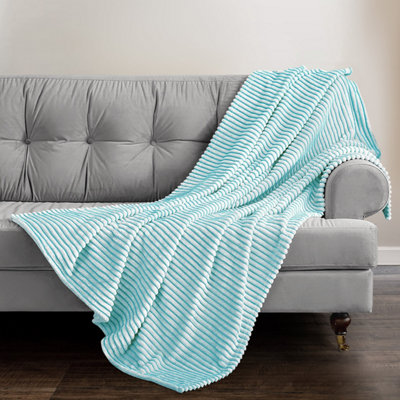 Velosso Supersnug Cloud Soft Throw BlanketThermal SoftRibbed Design For SofaBedLounge150Cm X 200Cm Weave BlanketTeal from B&Q