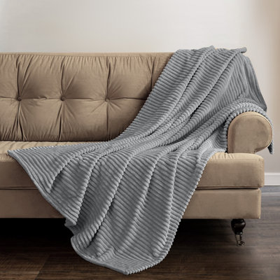 Velosso Thermal Soft Ribbed Cord Throw Blanket For SofaBedArmchairCouch150Cm X 200CmGrey from B&Q