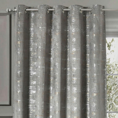Intimates Warwick Readymade Eyelet CurtainsSilver from B&Q