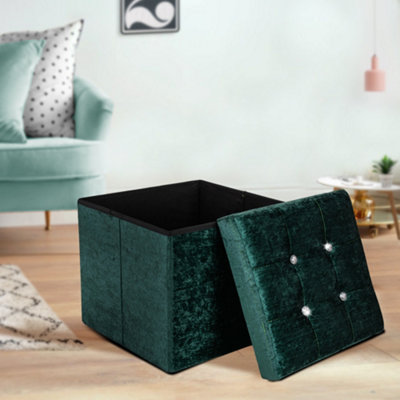 Home Republic Crushed Velvet  Storage OttomanOne Seater Emerald from B&Q