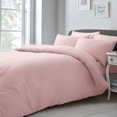 Velosso Elegant Microfibre Duvet Cover & Pillowcase SetContemporary Style Bed LinenButton EnclosurePink from B&Q