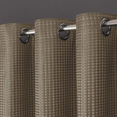 Velosso Waffle Weave Total Blackout Jacquard Eyelet Header CurtainsNatural from B&Q
