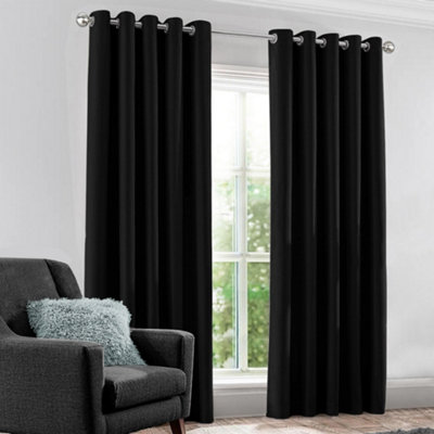 Velosso Modern Blackout CurtainsRing TopLight BlockingThermal & Privacy DrapesPerfect For Bedroom & Living RoomBlack from B&Q
