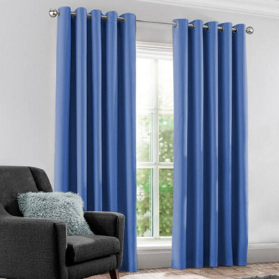 Velosso Modern Blackout CurtainsRing TopLight BlockingThermal & Privacy DrapesPerfect For Bedroom & Living RoomBlue from B&Q