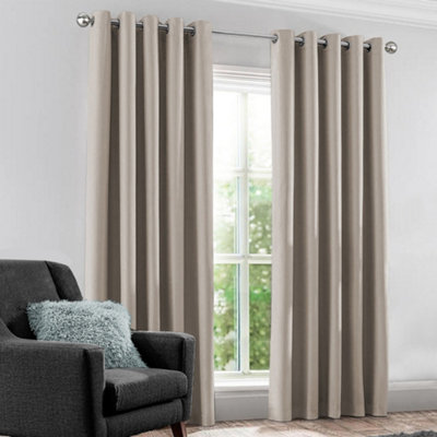 Velosso Modern Blackout CurtainsRing TopLight BlockingThermal & Privacy DrapesPerfect For Bedroom & Living RoomBeige from B&Q