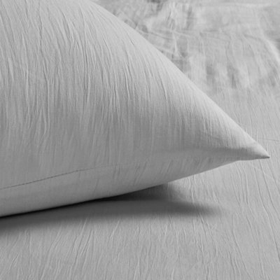 Velosso Minimalist Microfibre Duvet Cover & Pillowcase SetBreathable FabricMachine WashableWrinkle-ResistantSilver from B&Q