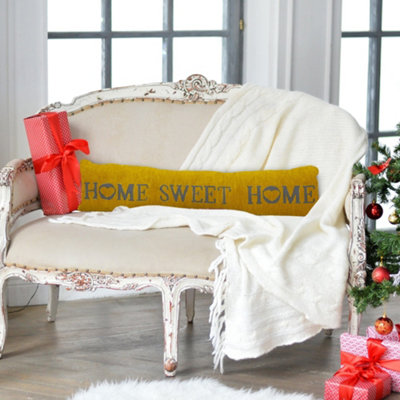 Velosso Ochre Home Sweet Home Draught Excluder - Cotton Chenille - Cosy and Warm Insulation - Image 3