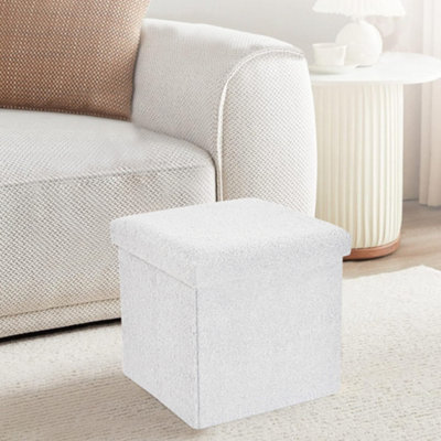 Home Republic Boucle One Seater Foldable Storage Box White from B&Q