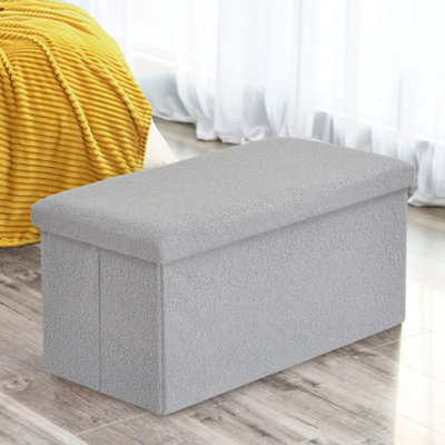 Home Republic Boucle Two Seater Foldable Storage Box Silver from B&Q