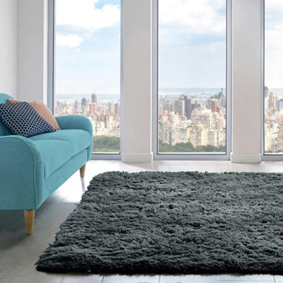 Home Republic Alaska Sponged Shaggy RugCharcoal from B&Q