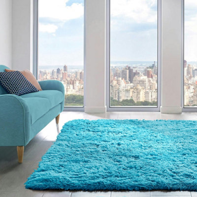 Home Republic Alaska Sponged Shaggy RugTeal from B&Q