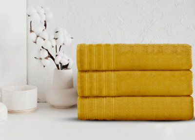 Velosso Everyday 100% Cotton Towels Absorant And Soft Durable Everyday Towels YellowBath Towel from B&Q