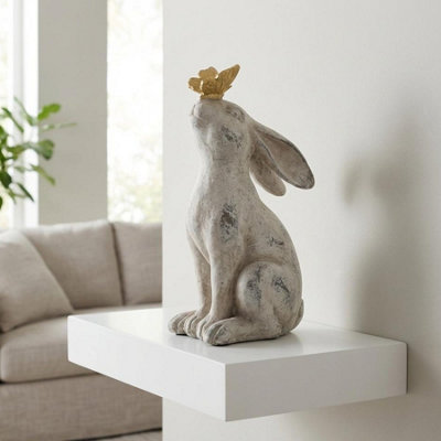 Garden Greatness Stone Rabbit With Butterfly Ornament from B&Q