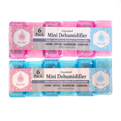 2 X Portable Mini Dehumidifier Moisture Absorber Remover Coloured Box Unscented Pack Of 6 from B&Q