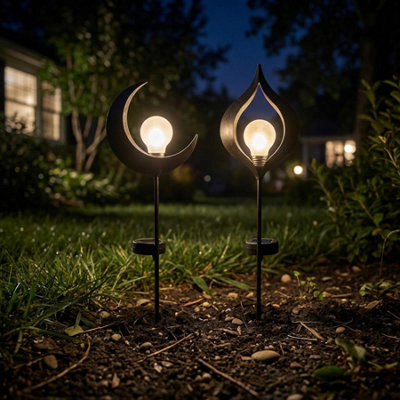 Garden Greatness Sun And Moon Solar Stake Lights from B&Q