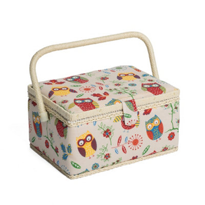 B&Q -  Medium Sewing BoxFabric Storage Box With Handle 25.5 X 18.5 X 14.5Cm