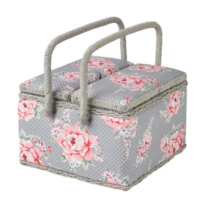 Sewing Online Beautiful Bloom Large Twin Lid Sewing Box 25 X 25 X 17CmHobbygift Mrltle/190 from B&Q