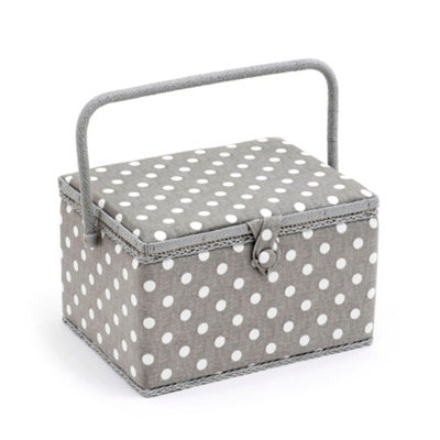 Hobby Gift Large Sewing BoxFabric Covered Storage Box With Tray 31 X 23.5 X 20Cm from B&Q