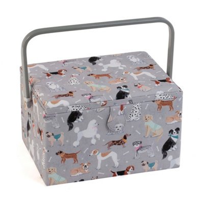Hobby Gift Large Sewing BoxFabric Covered Storage Box With Tray 31 X 23.5 X 20Cm from B&Q