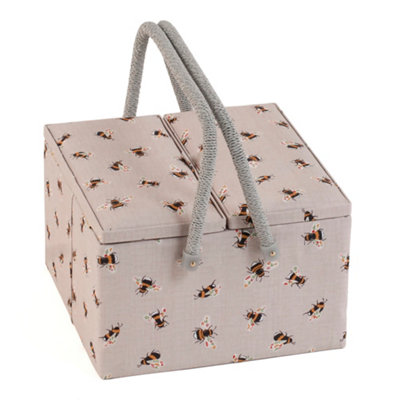 Hobby Gift Large Twin Lid Sewing BoxFabric Storage Box With Handle 25 X 25 X 17Cm from B&Q