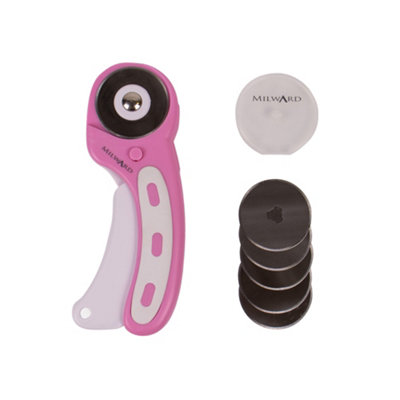 Milward 45mm Rotary Cutter With 5 BladesErgonomicSafety LockLeft & Right-HandedPink & White from B&Q