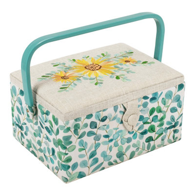 Hobby Gift Medium Sewing BoxFabric Storage Box With Handle 25.5 X 18.5 X 14.5Cm from B&Q