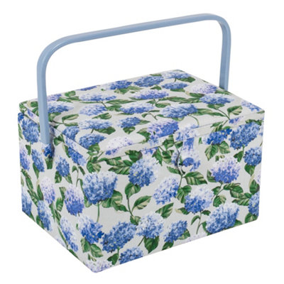 Hobby Gift Large Sewing BoxFabric Covered Storage Box With Tray 31 X 23.5 X 20Cm from B&Q