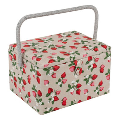 Hobby Gift Large Sewing BoxFabric Covered Storage Box With Tray 31 X 23.5 X 20Cm from B&Q