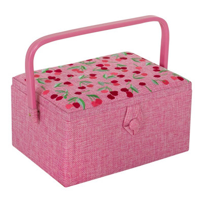 Hobby Gift Medium Sewing Storage Box With Embroidered LidCherry from B&Q
