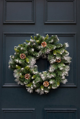 58Cm Artificial Snow Dusted Christmas Wreath from B&Q
